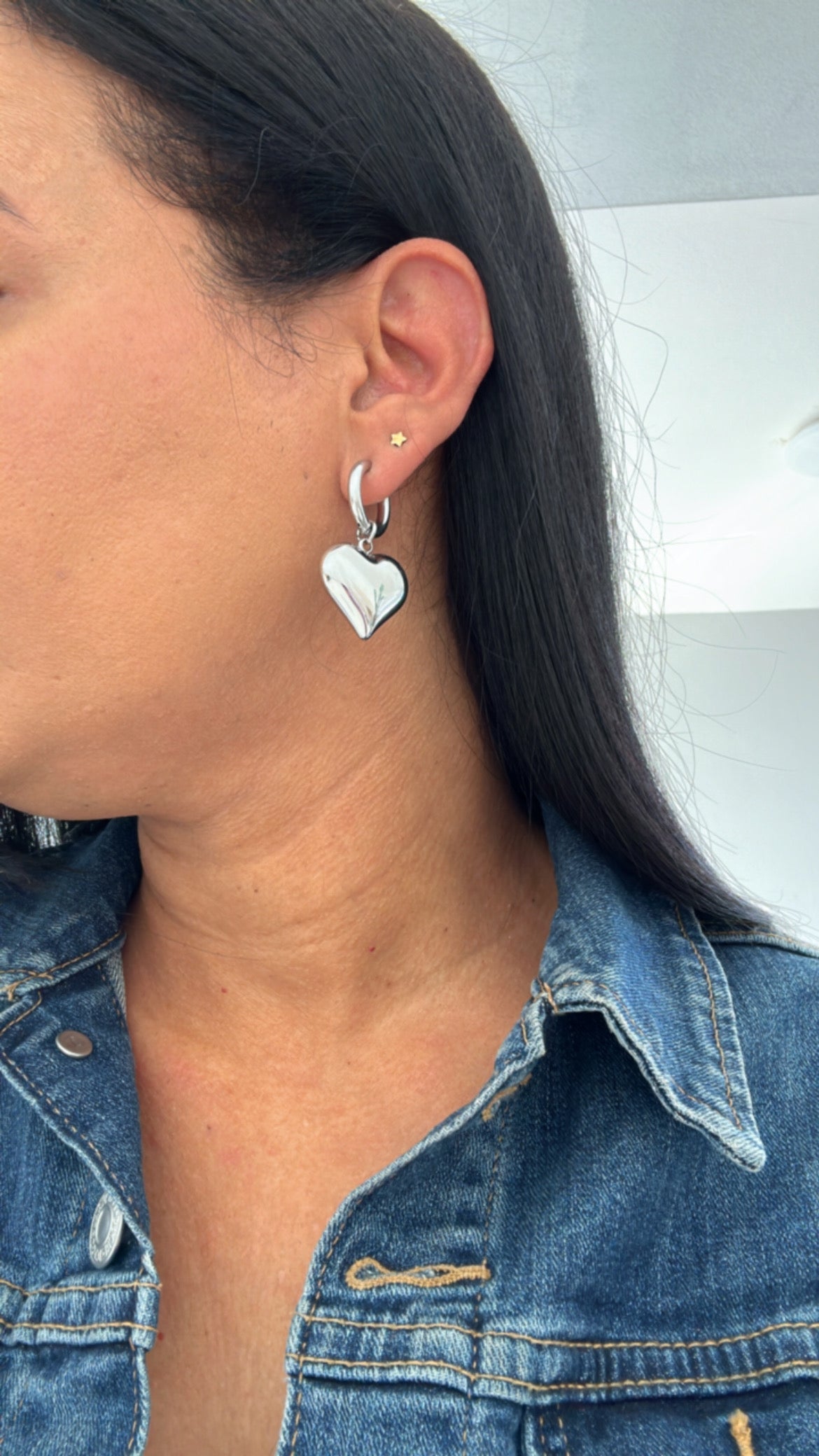 Heart silver hoop Earrings