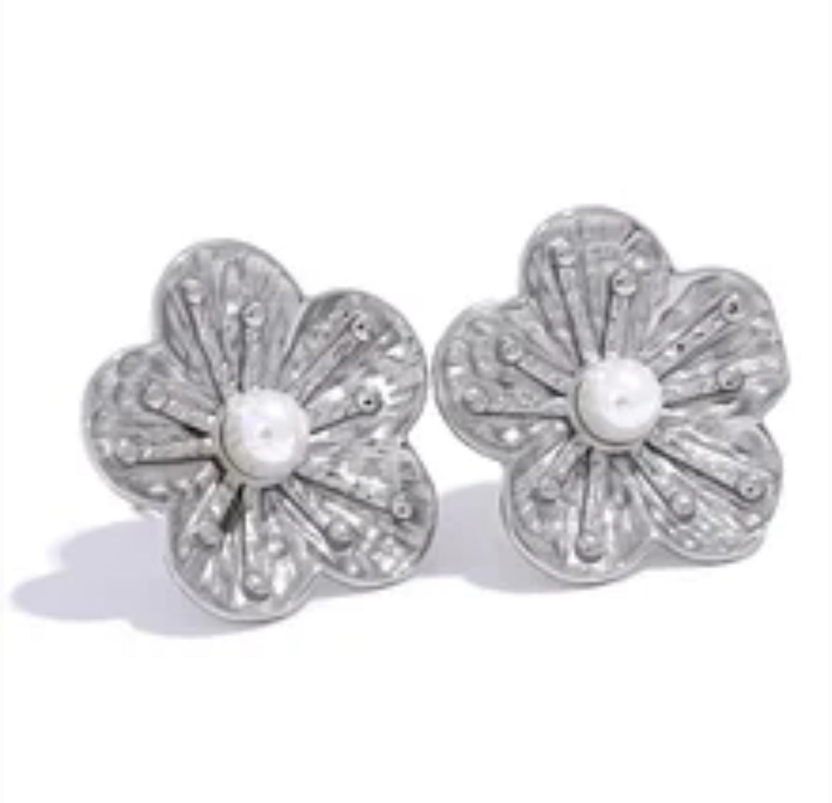 Flower Studs Silver Earrings