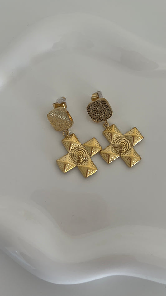 Cross Gold Earrings